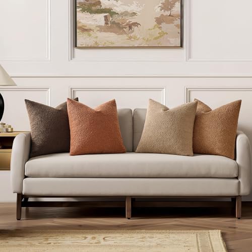 MIULEE Fall Decorative Boucle Throw Pillow Covers 20x20 Rustic Set of 4 - Image 2