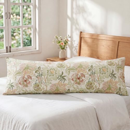 Bedorm 20 x 54 Body Pillow Cover Cotton Green Floral Body Pillow Case 1 Pcs - Image 4