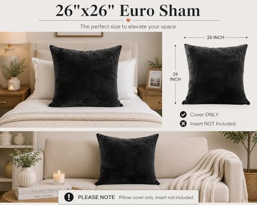 EVOLIVE Micromink Euro Sham Cover 26"x26", Hidden Zipper, 1 Pack - Image 2