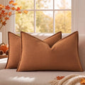 decorUhome Fall Light Rust Linen Throw Pillow Covers 12x20 Set of 2 by decorUhome