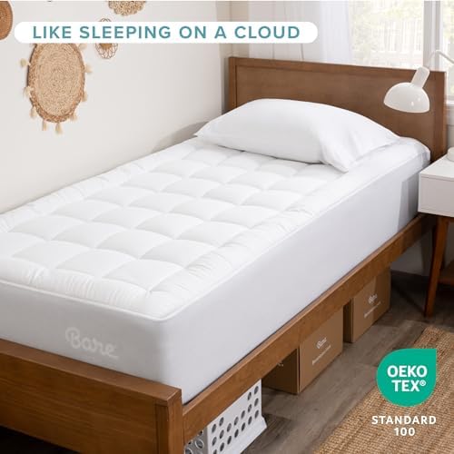 Bare Home Twin Extra Long Mattress Topper Cotton Top - Image 2