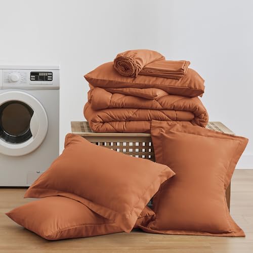 Love's cabin King Size Comforter Set Terracotta, 7 Pieces King Bed in a Bag - Image 6