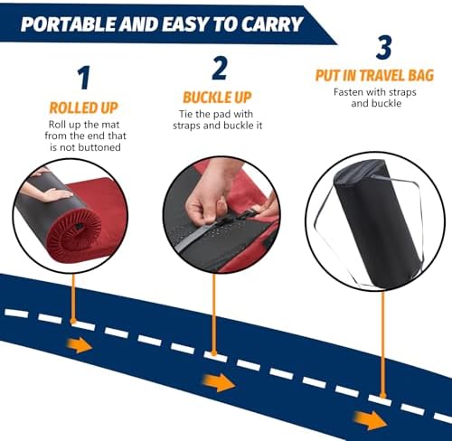 CYMULA Memory Foam Camping Mattress Pad, Sleeping Mat, Portable Roll Up Mattress - Image 5