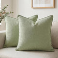 Fancy Homi Set of 2 Sage Green 20x20 Inch Soft Chenille Decorative Throw Pillow by Fancy+Homi