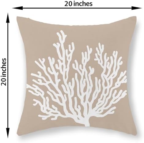 Coastal Pillow Covers 20x20 Inch Set of 2 Brown Tan Coral Starfish Throw - Image 6