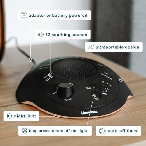Homedics Sleep Better Portable Sound Machine, Night Light - Image 4