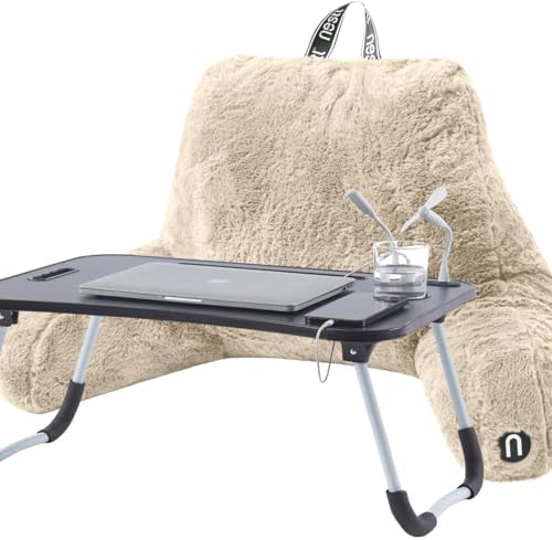 Nestl Fur Reading Pillow with Laptop Lap Desk, Stylish Back Pillow by Nestl