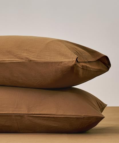JELLYMONI 100% Washed Cotton Pillowcases, Envelope Closure 2-Pack by JELLYMONI