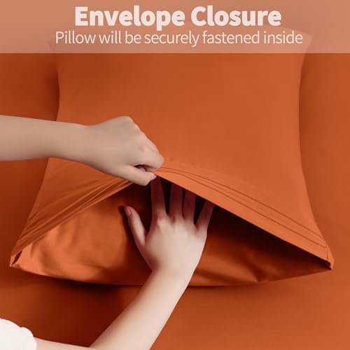Horbaunal Microfiber Pillowcases Queen Size, Burnt Orange, 2 Pack - Image 5