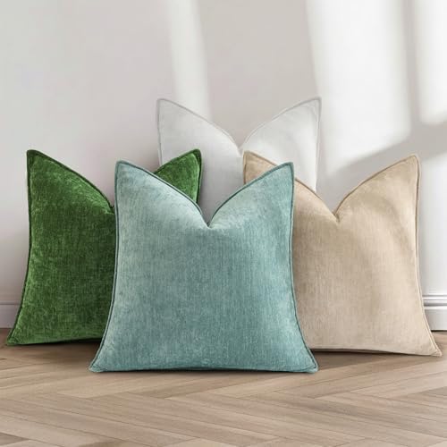 decorUhome Chenille Teal Velvet Throw Pillow Covers 16x16 Set of 2 - Image 6