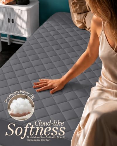 Twin Mattress Pad, Quilted Mattress Protector Topper fits 16" Deep Pocket - Image 5