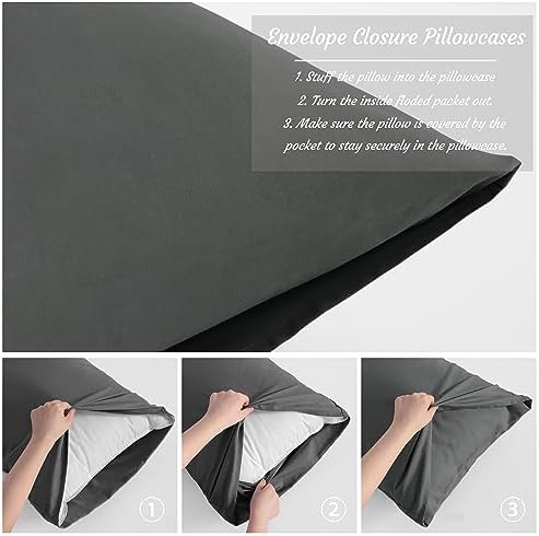 NTBAY Queen Microfiber Pillowcases, Dark Grey - Image 4