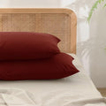BESTOUCH Washed Cotton Pillowcases Linen Feel Fired Brick Red King by BESTOUCH