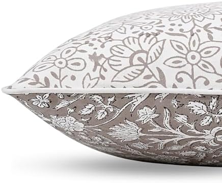 Ridhi Block Print Taupe Cotton Pillow Cover 24" x 24" Set of 2 - Image 5