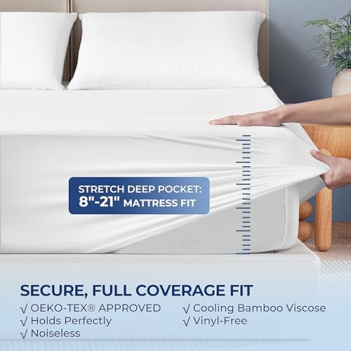 TASTELIFE California King Waterproof Mattress Protector, Bamboo Viscose - Image 6