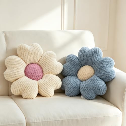 2 Pcs Flower Pillow 15'' Decorative Throw Pillows by Jznexdhomedecorations