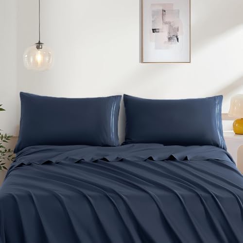 Navy Standard Size Pillow Cases Set of 2, Microfiber - Image 2