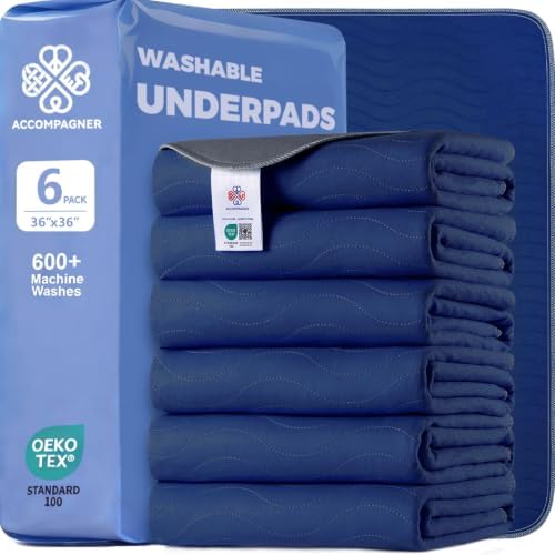 Accompagner Incontinence Bed Pads Washable Waterproof, Ultra-Absorbent Reusable by Accompagner