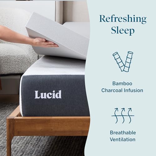 Lucid® 4" Bamboo Charcoal Memory Foam Topper – Extra Thick – Cal King - Image 2