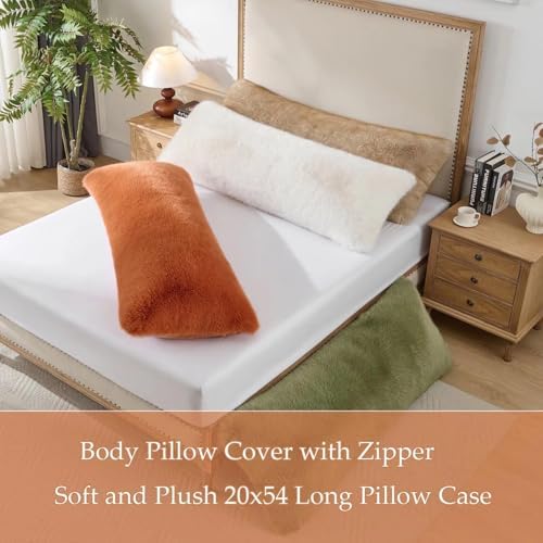 Shaggy Faux Fur Body Pillow Cover, Fluffy Fox Golden - Image 7