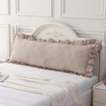 Silnuo Taupe/White Plaid Gingham Ruffled Body Pillow Cover 20"x54" by Silnuo
