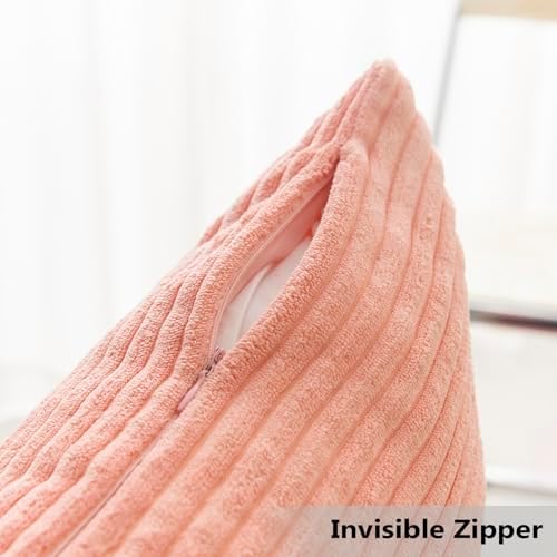 Home Brilliant Pink Pillow Covers 60x60 cm Set of 2 Plush Velvet Corduroy Throw - Image 4