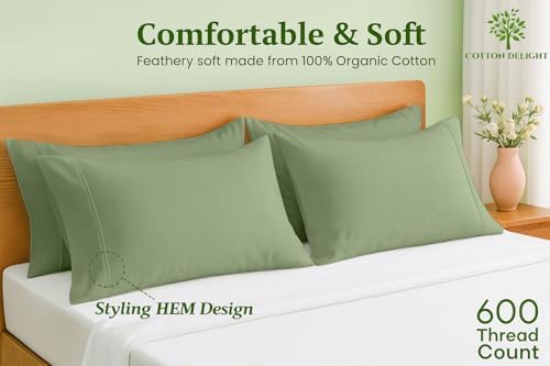 Cotton Delight 100% Organic Cotton King Pillowcases Set of 2 – 600 Thread Count - Image 2