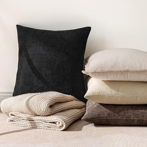 MIULEE Textured Chenille Throw Pillow Covers 20x20 Inch Black - Image 6