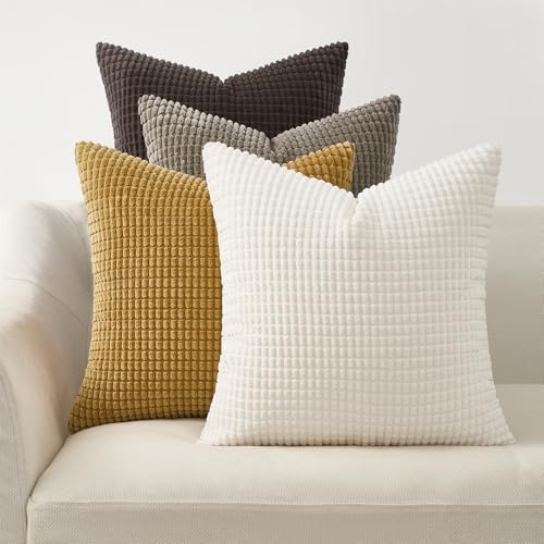 Topfinel Pack of 4 Gold Brown Throw Pillow Covers 18x18 Inch by Topfinel