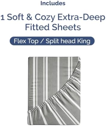 CGK Linens Extra Deep Flex Top Split Head King Fitted Sheet - Image 4