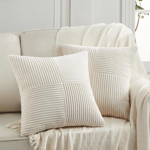 Fancy Homi 2 Packs Cream Euro Decorative Throw Pillow Covers 26x26 Inch by Fancy+Homi