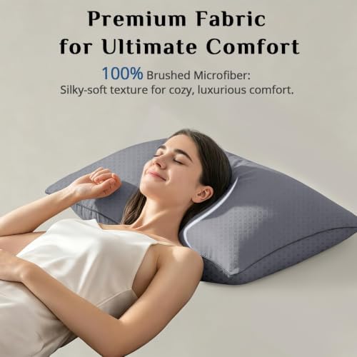 JOLLYVOGUE Grey Pillows Queen Size Set of 2, Supportive Firm Bed Pillows - Image 4