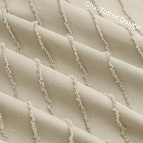 JELLYMONI Light Sand Striped Tufted Pillowcases Standard Size - Image 5