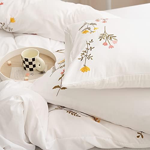 Move Over Embroidered Floral Pillowcases King Size Set of 2, Soft Microfiber by MOVEOVER