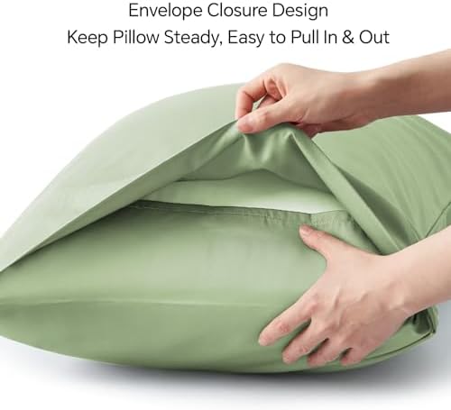 BEDELITE Cooling Pillow Cases Queen, Rayon Made from Bamboo, Sage Green - Image 6