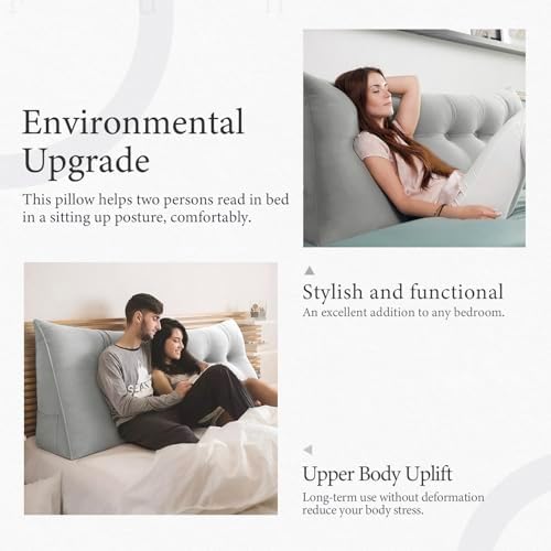 Bed Wedge Headboard Pillow Queen Bedrest Reading Pillow - Image 5
