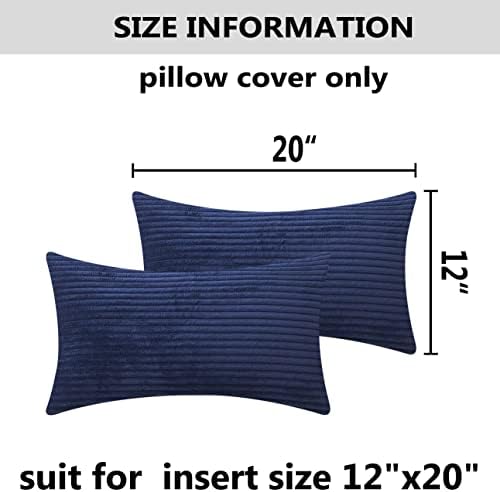 Home Brilliant Throw Pillow Covers 12x20 Decorative Plush Striped Velvet - Image 5