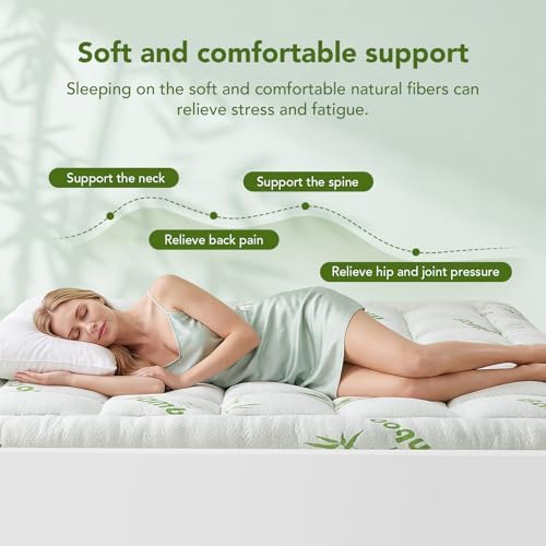 Full Size Mattress Topper Viscose Made from Bamboo, Extra Thick Quilted Pillow - Image 3