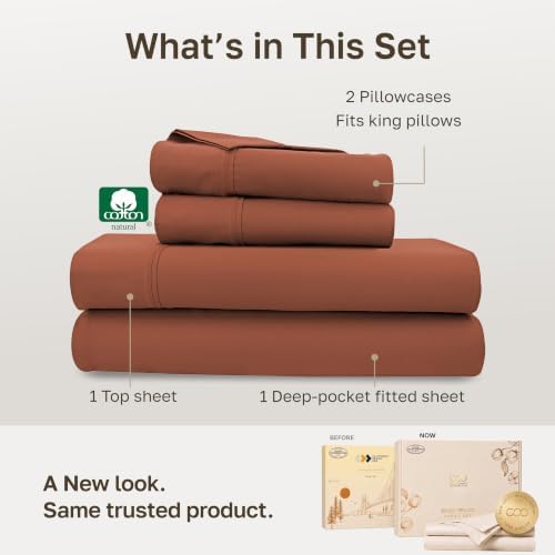 California Design Den Soft 100% Cotton Sateen King Size Bed Sheets Set - Image 3