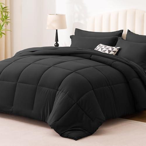 Love's cabin Queen Comforter Set Ash Black, 7 Pieces Queen Bed in a Bag - Image 2
