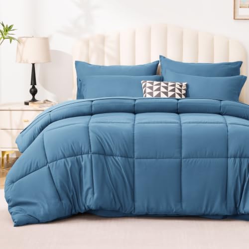 Love's cabin Plaid Twin XL Comforter Set, Misty Blue by Lovescabin