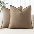 MIULEE Decorative Linen Euro Sham Pillow Covers 24x24 Khaki by MIULEE