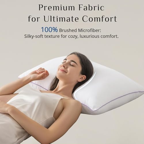 JOLLYVOGUE Pillows Queen Size Set of 6, Washable Supportive 6 Pack Bed Pillows - Image 4