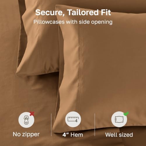 California Design Den 600 TC Set of 2 King Pillowcases, Honey Caramel - Image 4