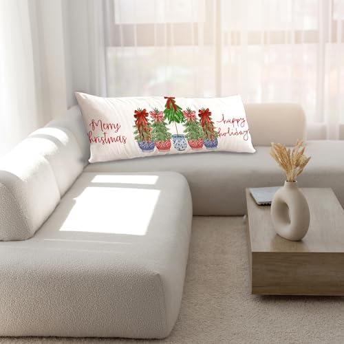 Chinoiserie Christmas Tree Body Pillow Cover 20x54, Grandmillennial Christmas - Image 6