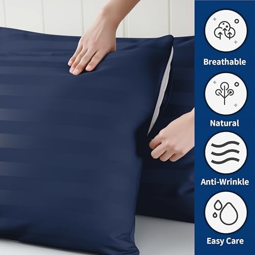 Queen Size Pillowcases 100% Egyptian Cotton 4 Pcs, 400 Thread Count Sateen - Image 3