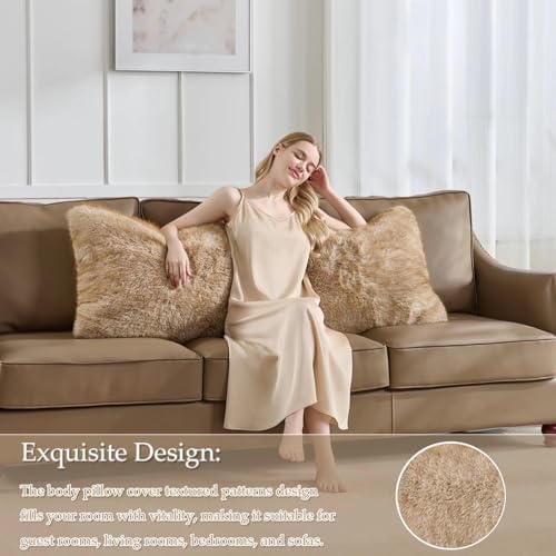 Shaggy Faux Fur Body Pillow Cover, Fluffy Fox Golden - Image 4