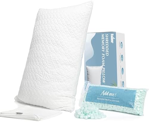 Rainmr Queen Size Bed Pillow for Sleeping Shredded Memory Foam Adjustable Loft by RainmrBedding