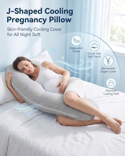 YZ HOME Cooling J Shaped Pregnancy Pillow, Removable Cover - Image 2