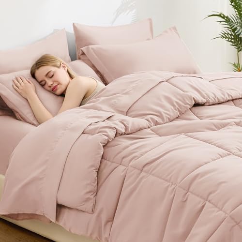 Love's cabin Full Comforter Set Blush Pink, 7 Pieces Full Bed in a Bag - Image 3